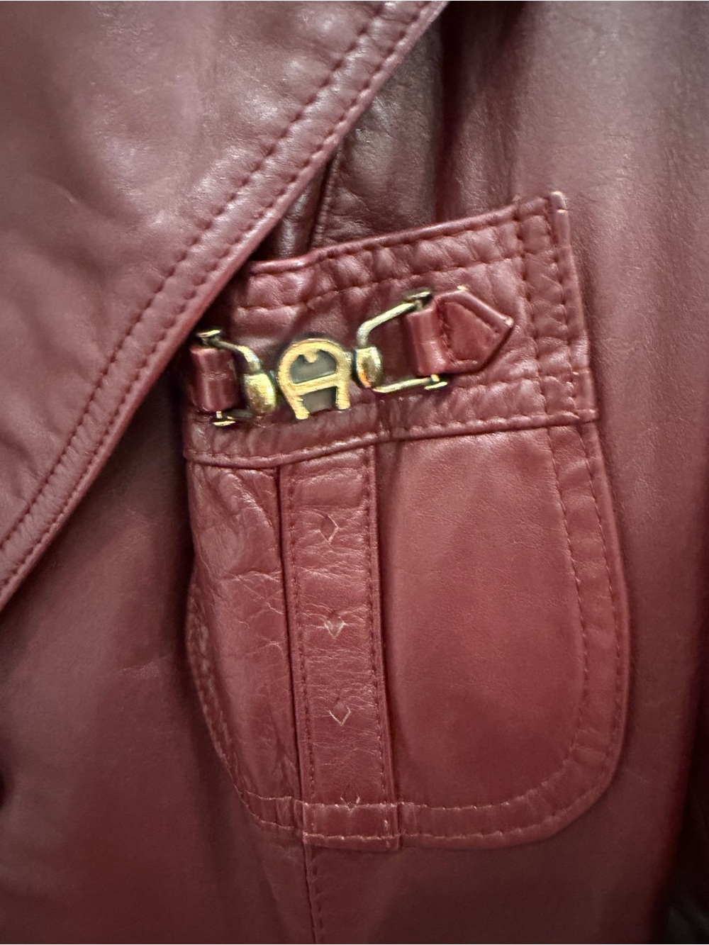 Vintage Burgundy Etienne Aigner Leather Jacket - Picture 5 of 16